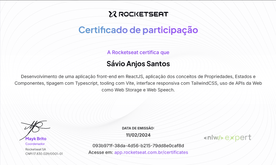 NLW Expert Trilha React